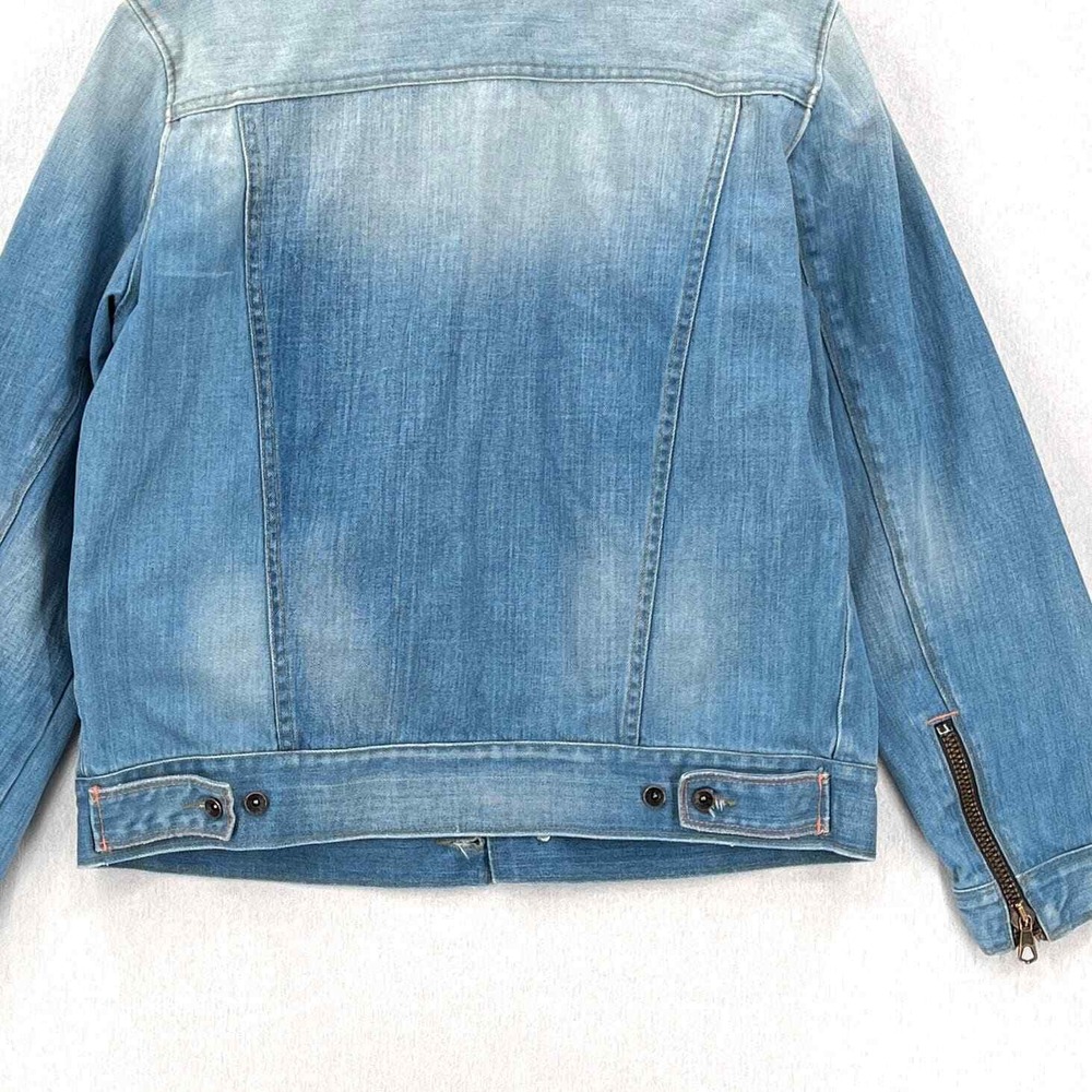 Isko Jacket Men Medium Blue Denim Engineered Finishes Zip Pockets - Picture 6 of 11